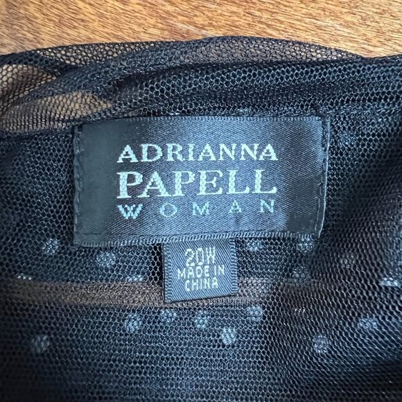 Adrianna Papell Dress 20W Black Tiered Sheath Polka Dot Ruffles Cocktail Mesh - Picture 10 of 12